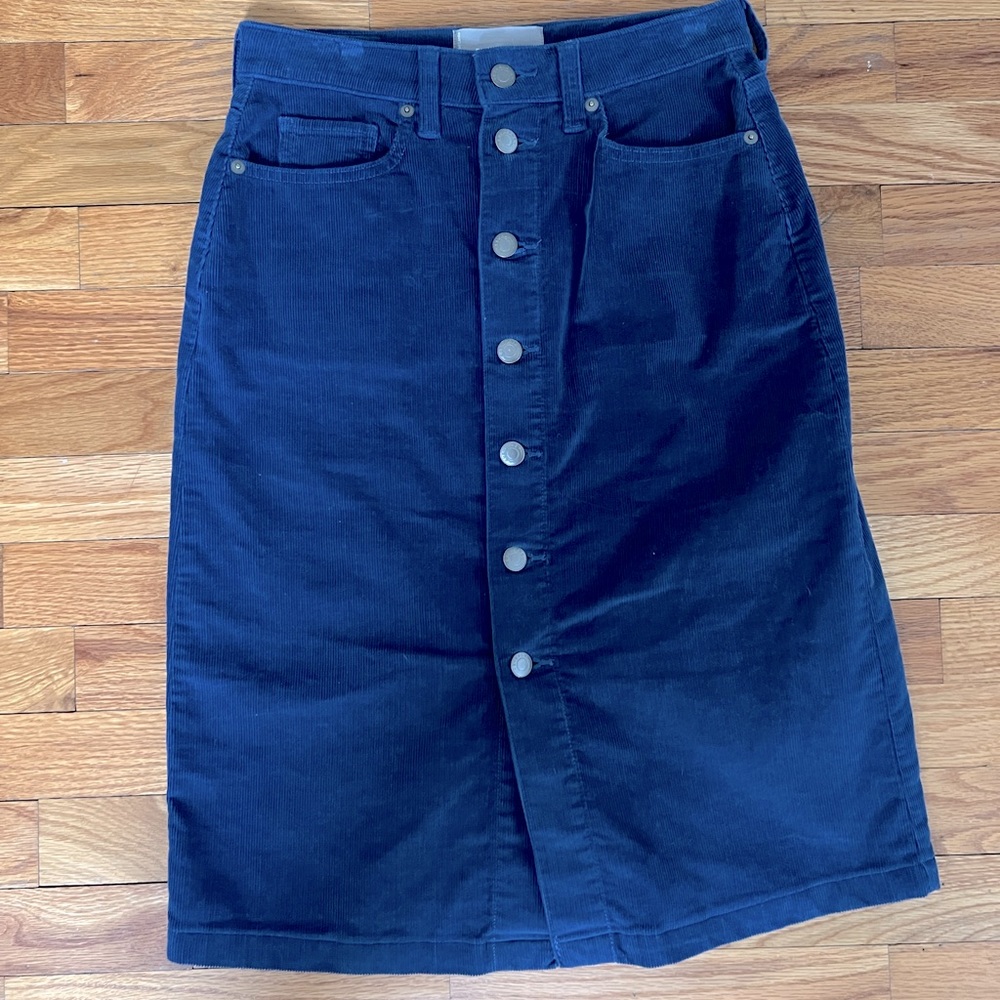 Everlane Corduroy Button-Front Skirt
